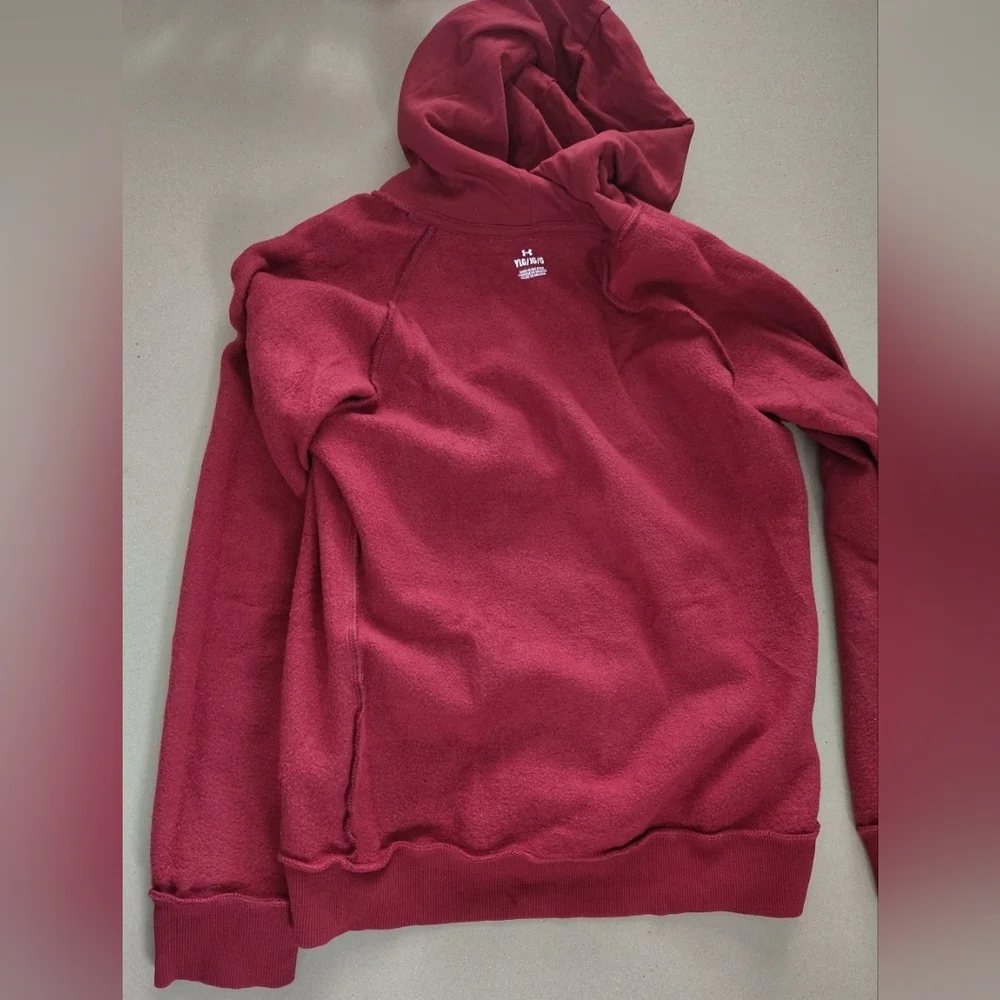UNDER ARMOUR Boys UA Rival Fleece Youth Large Hoodie Red Maroon Striped Hoodie